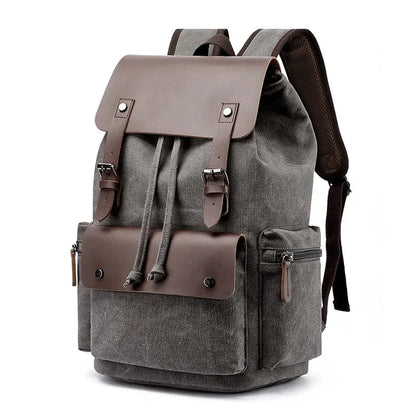Sac a Dos Ordinateur Portable Chris | La Casa du Cuir Gris / 33x45x18cm / Toile + Cuir PU