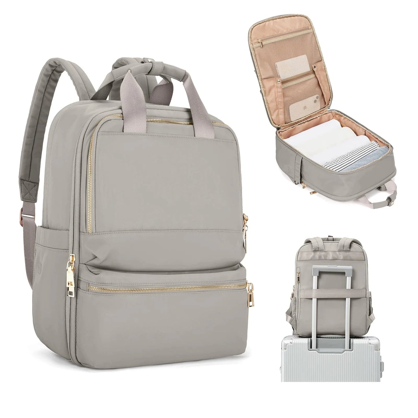 Sac a Dos Ordinateur Portable Claude | La Casa du Cuir Gris / Nylon Oxford