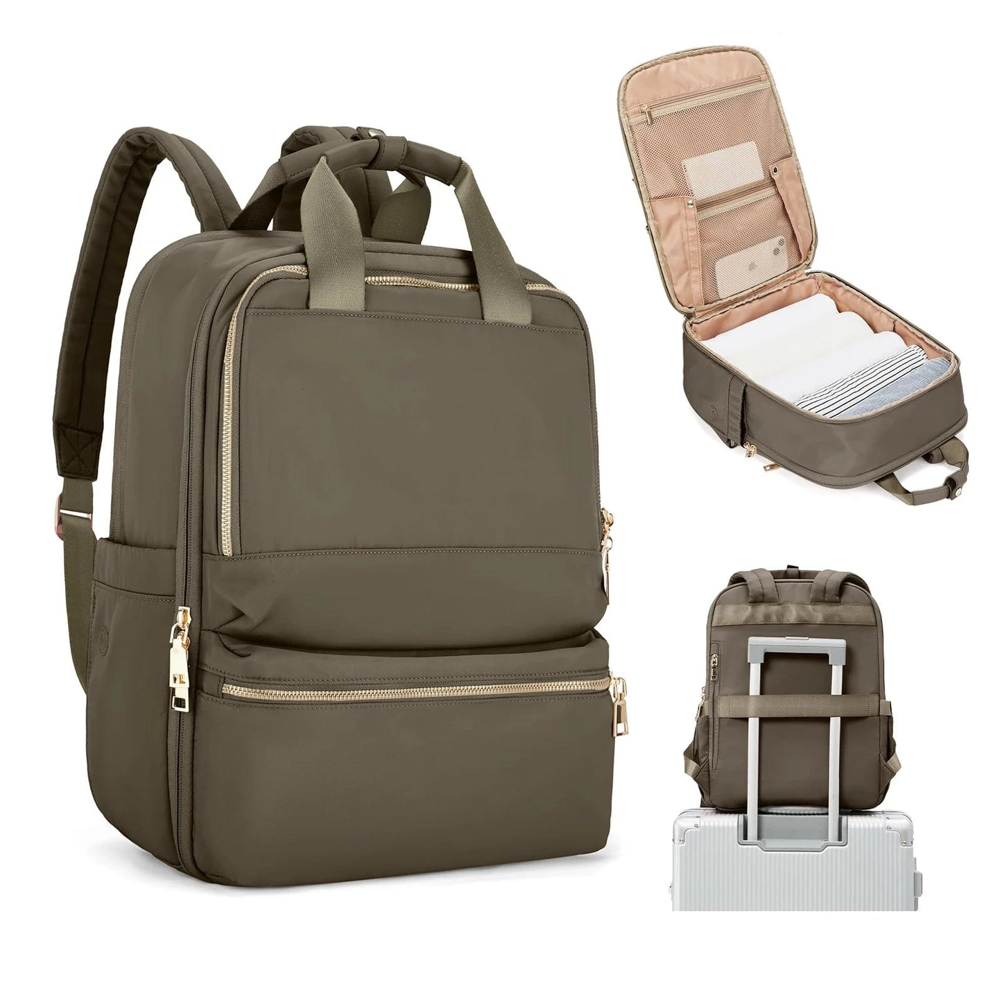 Sac a Dos Ordinateur Portable Claude | La Casa du Cuir Marron / Nylon Oxford