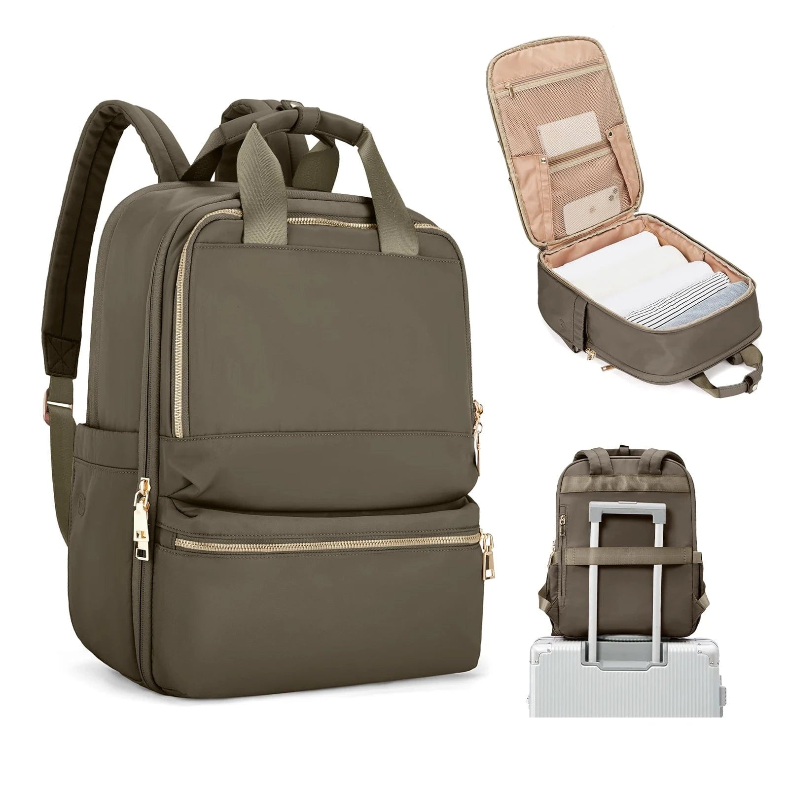 Sac a Dos Ordinateur Portable Claude | La Casa du Cuir Marron / Nylon Oxford