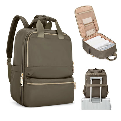 Sac a Dos Ordinateur Portable Claude | La Casa du Cuir Marron / Nylon Oxford