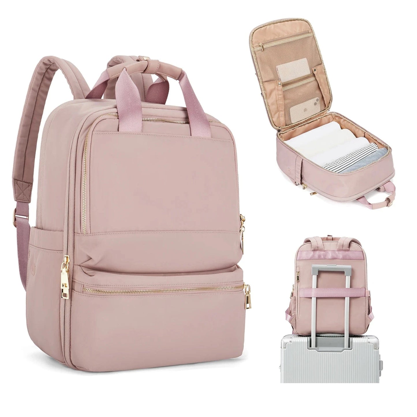 Sac a Dos Ordinateur Portable Claude | La Casa du Cuir Rose / Nylon Oxford