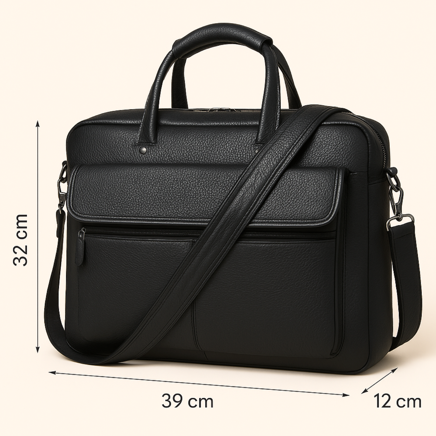 Sac à Ordinateur Homme | Modèle Milan Noir / Cuir / Homme Sac Ordinateur