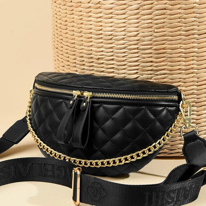 Sac Banane Beige Noir / 24cmx17cmx8cm / Cuir (PU)
