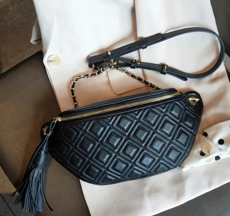 Sac Banane Bleu Noir / 25x10x5cm / Cuir (PU) Sac Banane