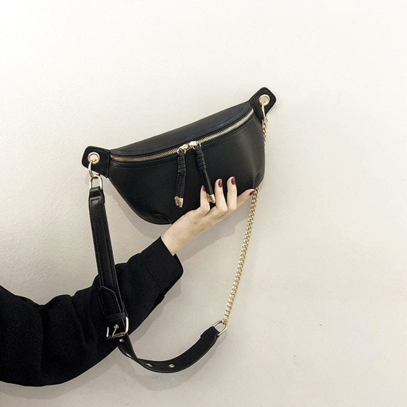 Sac banane clearance cuir noir femme