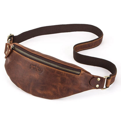 Sac Banane Cuir Homme Yanis | La Casa du Cuir Café / Cuir / Homme Sacs banane