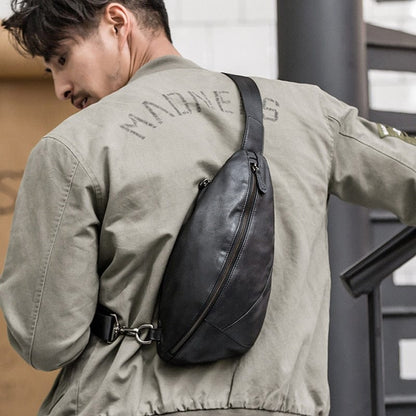 Sac Banane Cuir Homme Ibrahim | La Casa du Cuir Noir / Cuir / Homme Sacs banane