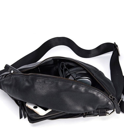 Sac Banane Cuir Homme Ibrahim | La Casa du Cuir Noir / Cuir / Homme Sacs banane