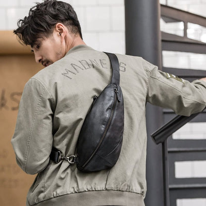 Sac Banane Cuir Homme Ibrahim | La Casa du Cuir Noir / Cuir / Homme Sacs banane
