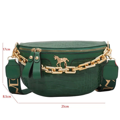 Sac Banane Doré Vert / 25x17x8.5cm / Cuir (PU) Sac Banane
