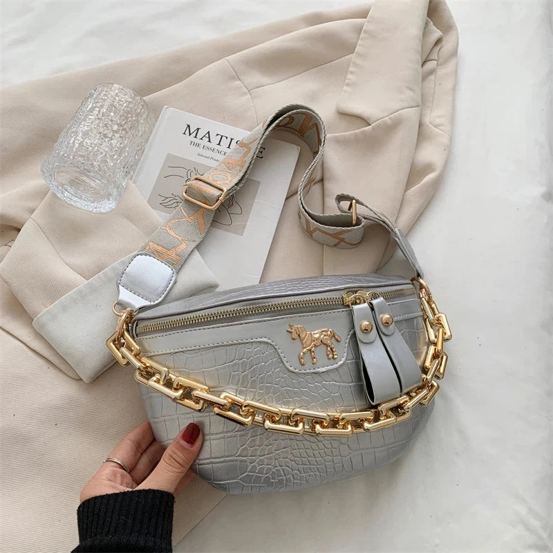 Sac Banane Doré Argent / 25x17x8.5cm / Cuir (PU) Sac Banane