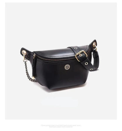 Sac Banane Femme Chic Fleur Noir / 26x14x8cm / Cuir Sac Cuir