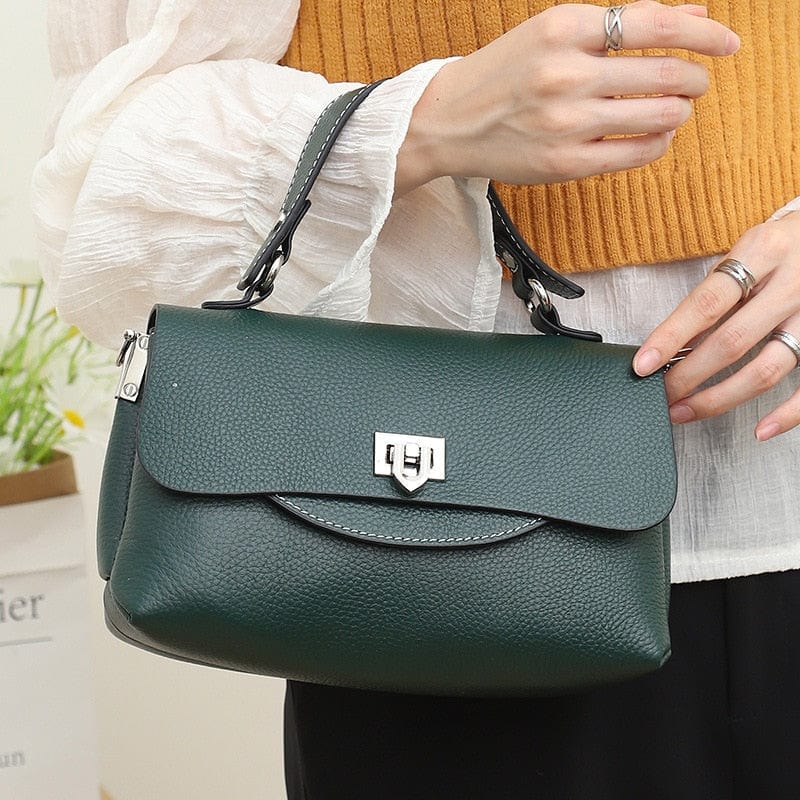 Sac Bandoulière Cuir Femme  Vert foncé / 25 cm / Cuir Sac bandoulière