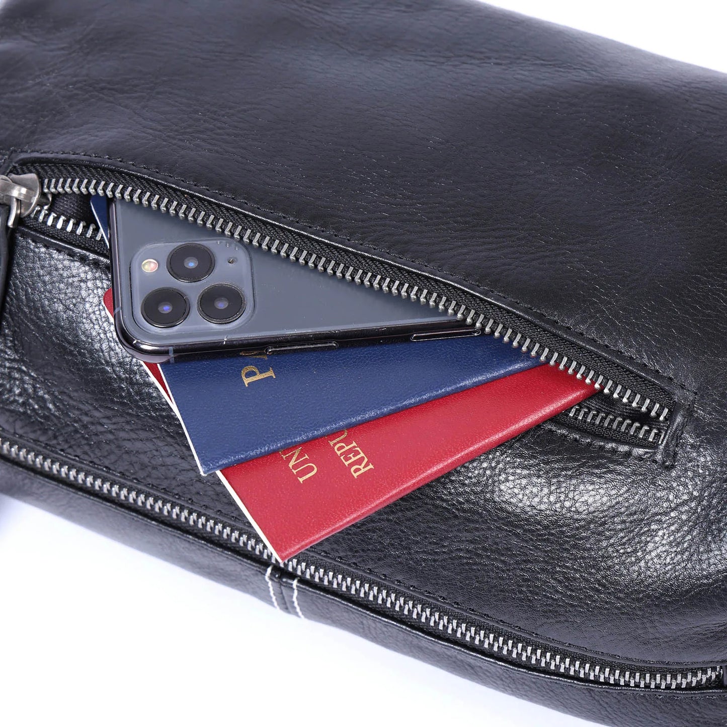 Sac Bandoulière Homme Cuir Compact | Léger et Élégant Noir / Cuir Véritable