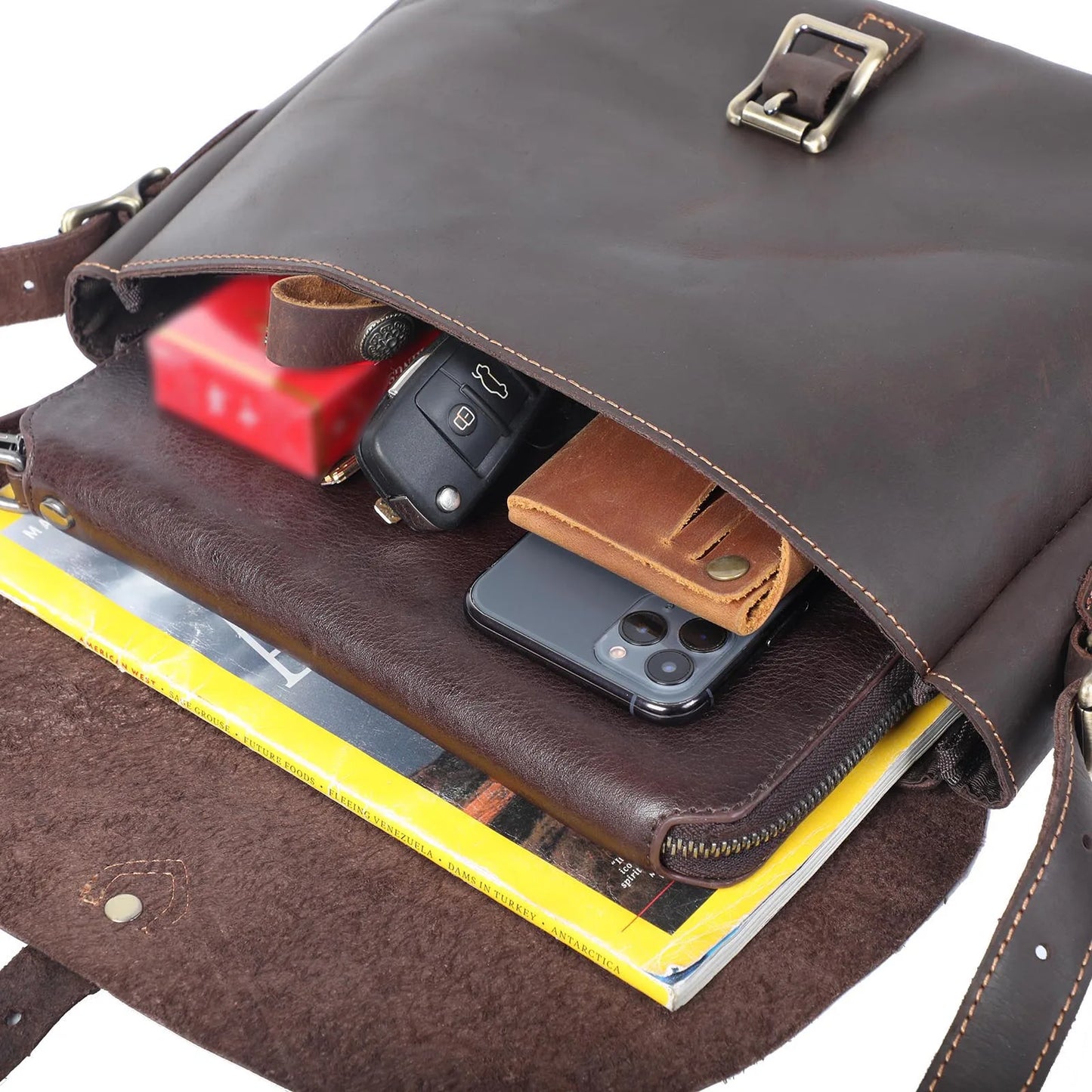 Sac Bandoulière Homme Cuir Vintage Claude | Authentique Chocolat / Cuir Véritable