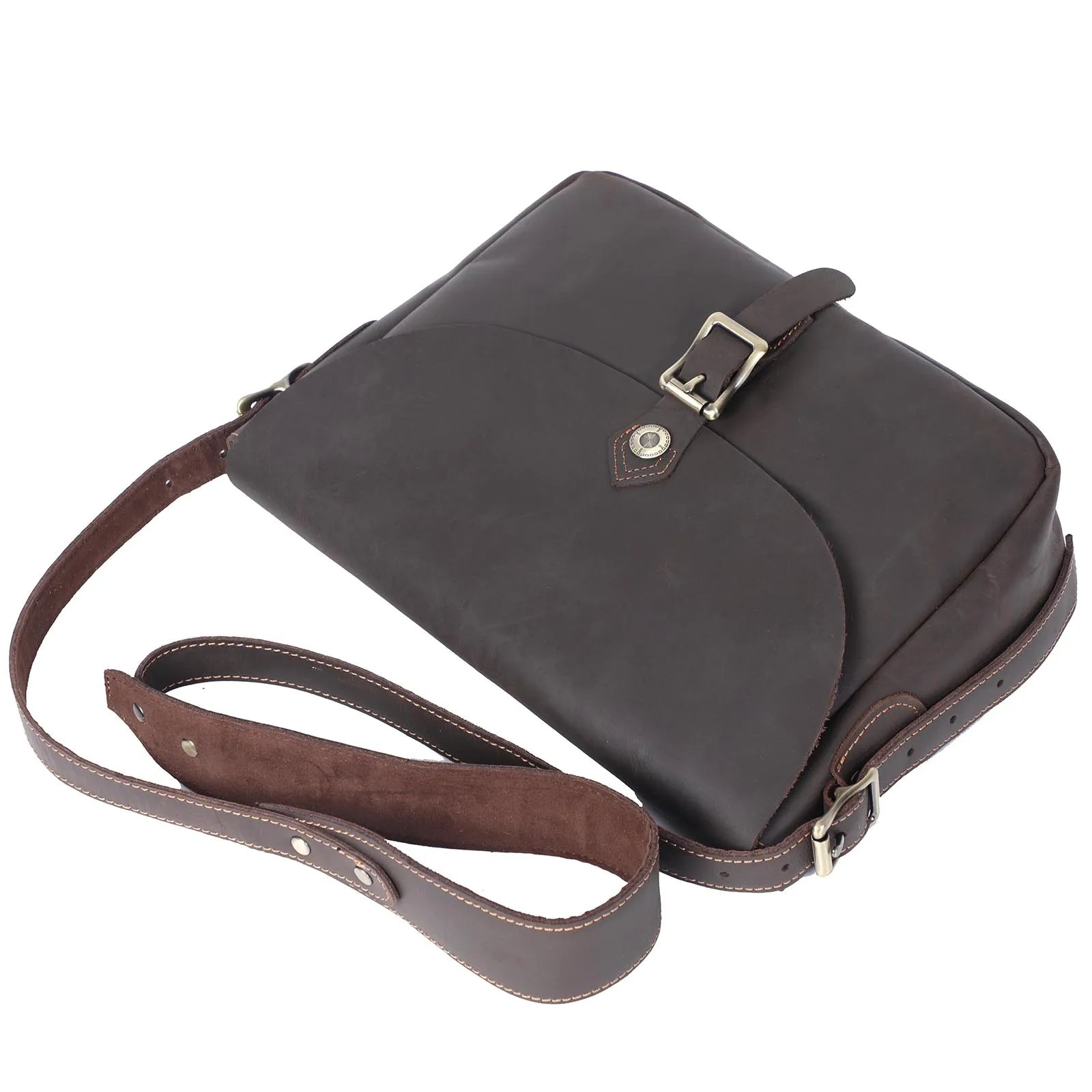 Sac Bandoulière Homme Cuir Vintage Claude | Authentique Chocolat / Cuir Véritable