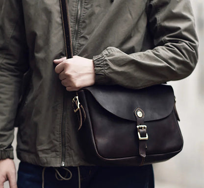 Sac Bandoulière Homme Cuir Vintage Claude | Authentique Chocolat / Cuir Véritable