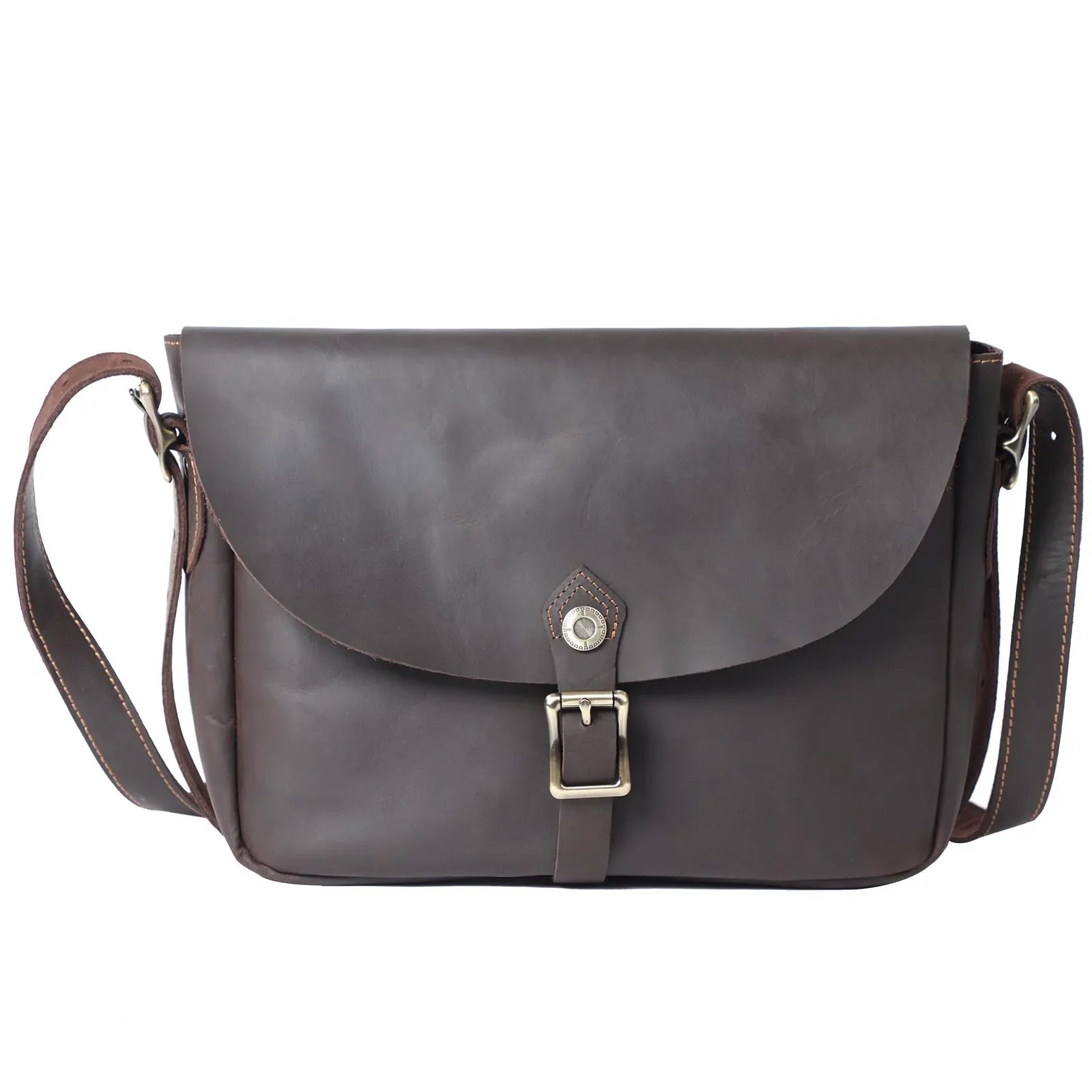 Sac Bandoulière Homme Cuir Vintage Claude | Authentique Chocolat / Cuir Véritable