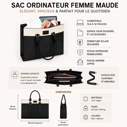 Sac Bureau Femme Maude | Sac Ordinateur Femme Chic 16"