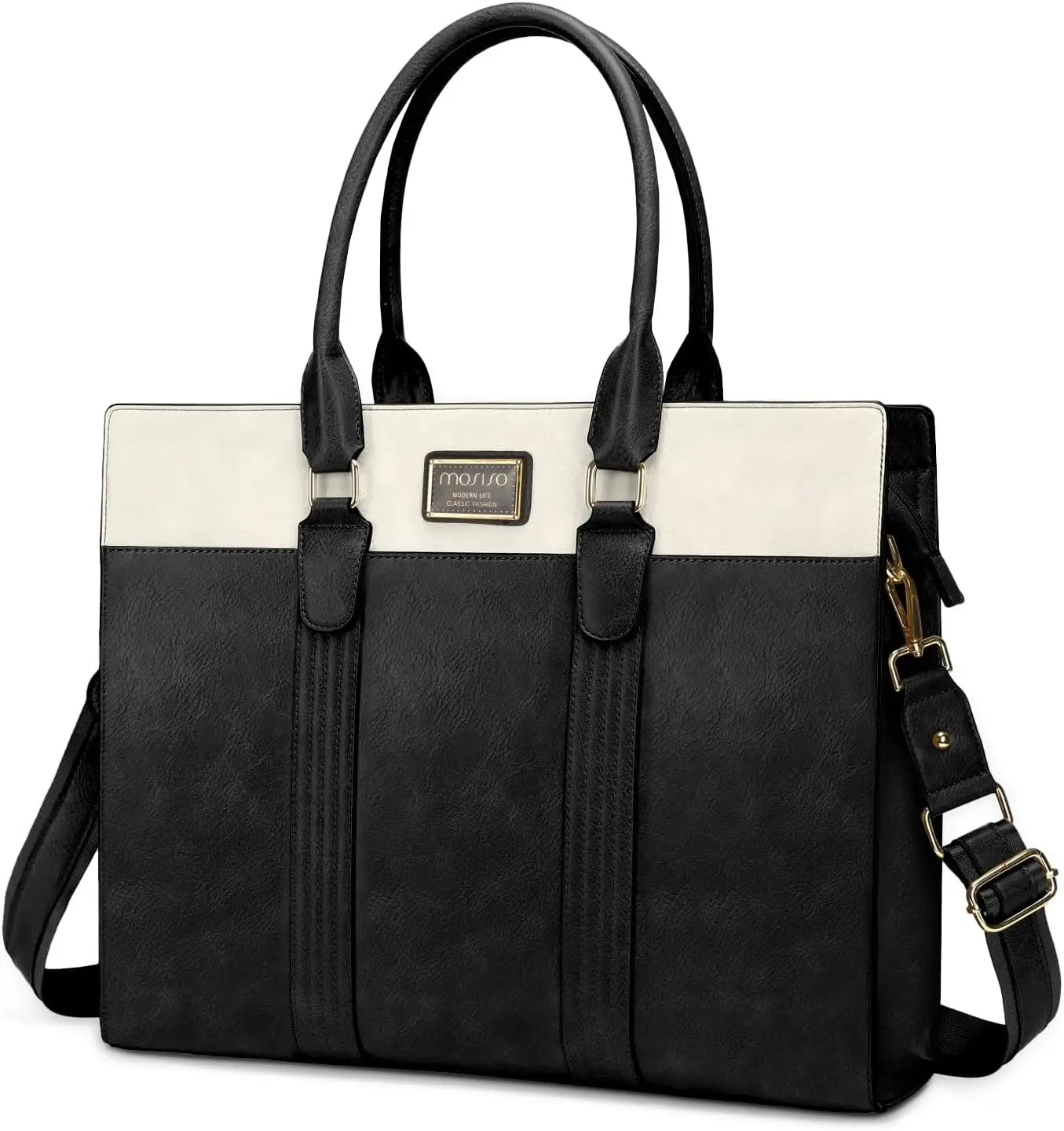 Sac Bureau Femme Maude | Sac Ordinateur Femme Chic 16" Noir / Cuir Vegan