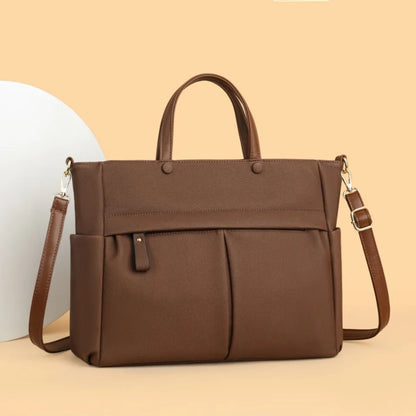 Sac Cabas Bandoulière Femme Grand Format Imperméable – Modèle Élise Café / Tissu technique Sac Cuir Femme