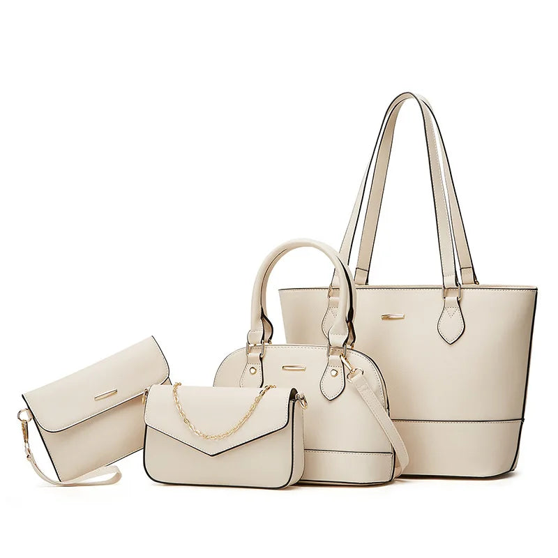 Sac Cabas Camille – Ensemble 4-en-1 Femme Chic & Polyvalent Beige / Cuir Vegan Sac Cabas