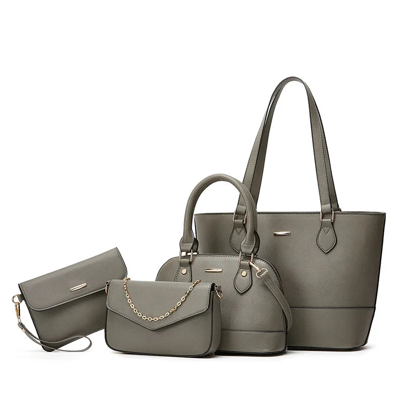 Sac Cabas Camille – Ensemble 4-en-1 Femme Chic & Polyvalent Gris / Cuir Vegan Sac Cabas
