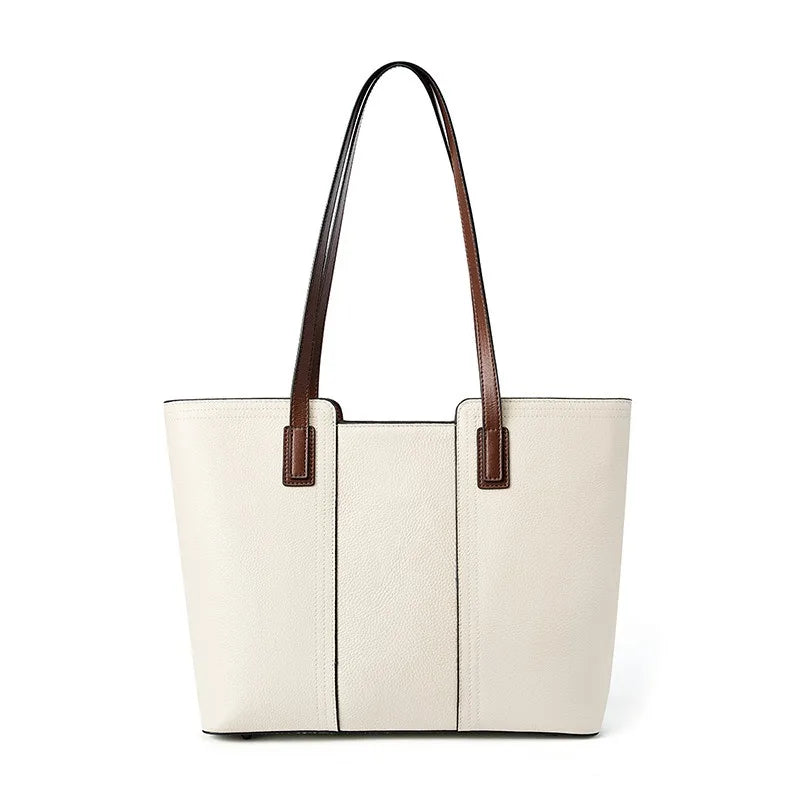 Sac Cabas Clara – Sac Femme Chic en Cuir Souple Beige / Cuir Véritable Sac Cabas