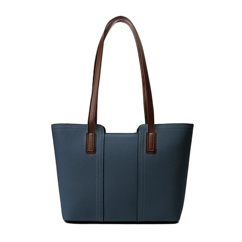 Sac Cabas Clara – Sac Femme Chic en Cuir Souple Bleu Marine / Cuir Véritable Sac Cabas