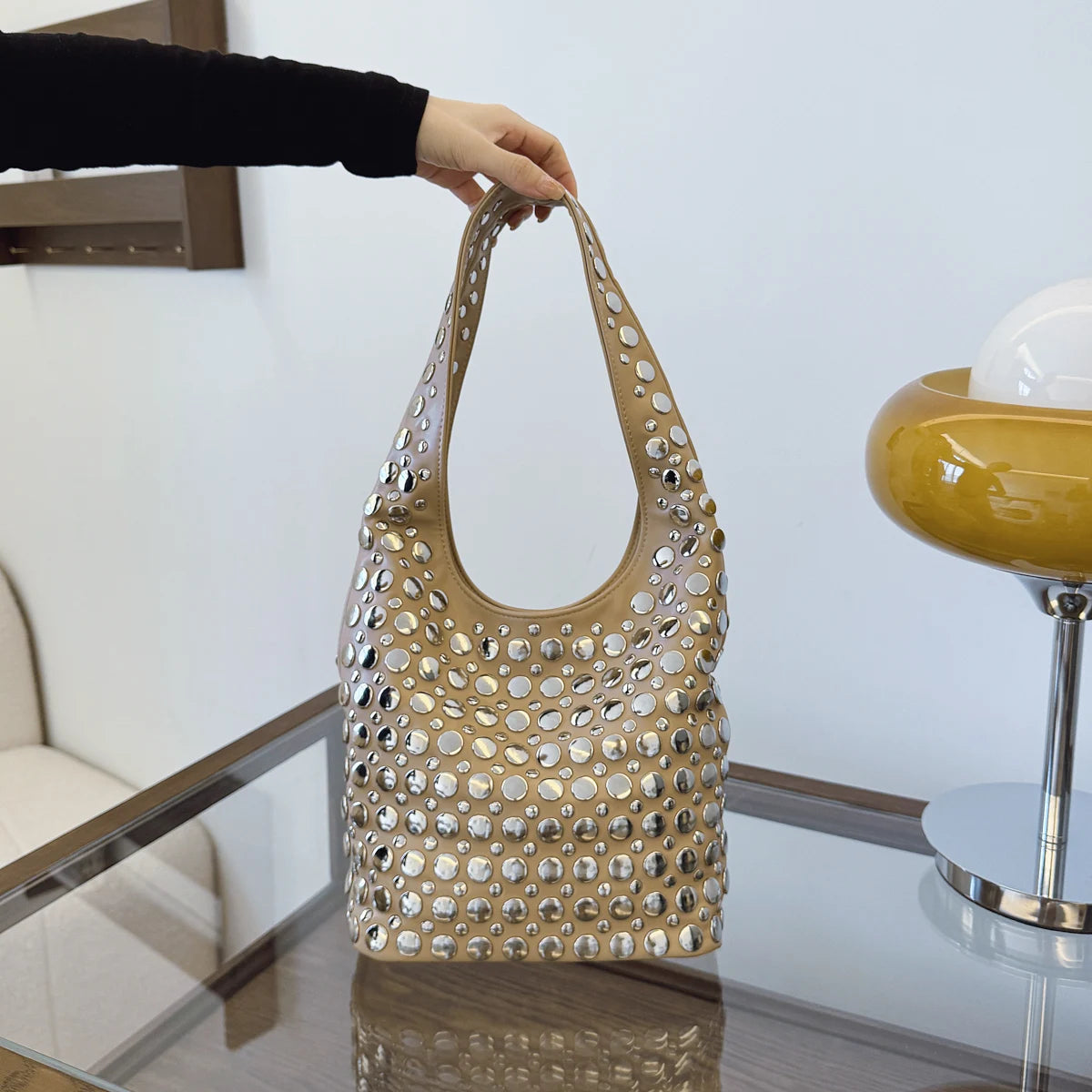 Sac Cabas Cuir Vegan Femme Mila | Sac Cabas Luxe Pas Cher Beige / Cuir Vegan
