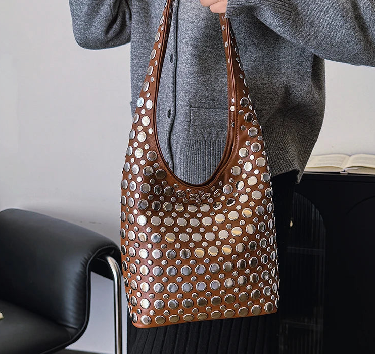 Sac Cabas Cuir Vegan Femme Mila | Sac Cabas Luxe Pas Cher Marron / Cuir Vegan