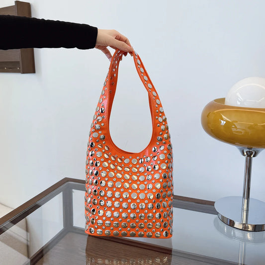 Sac Cabas Cuir Vegan Femme Mila | Sac Cabas Luxe Pas Cher Orange / Cuir Vegan