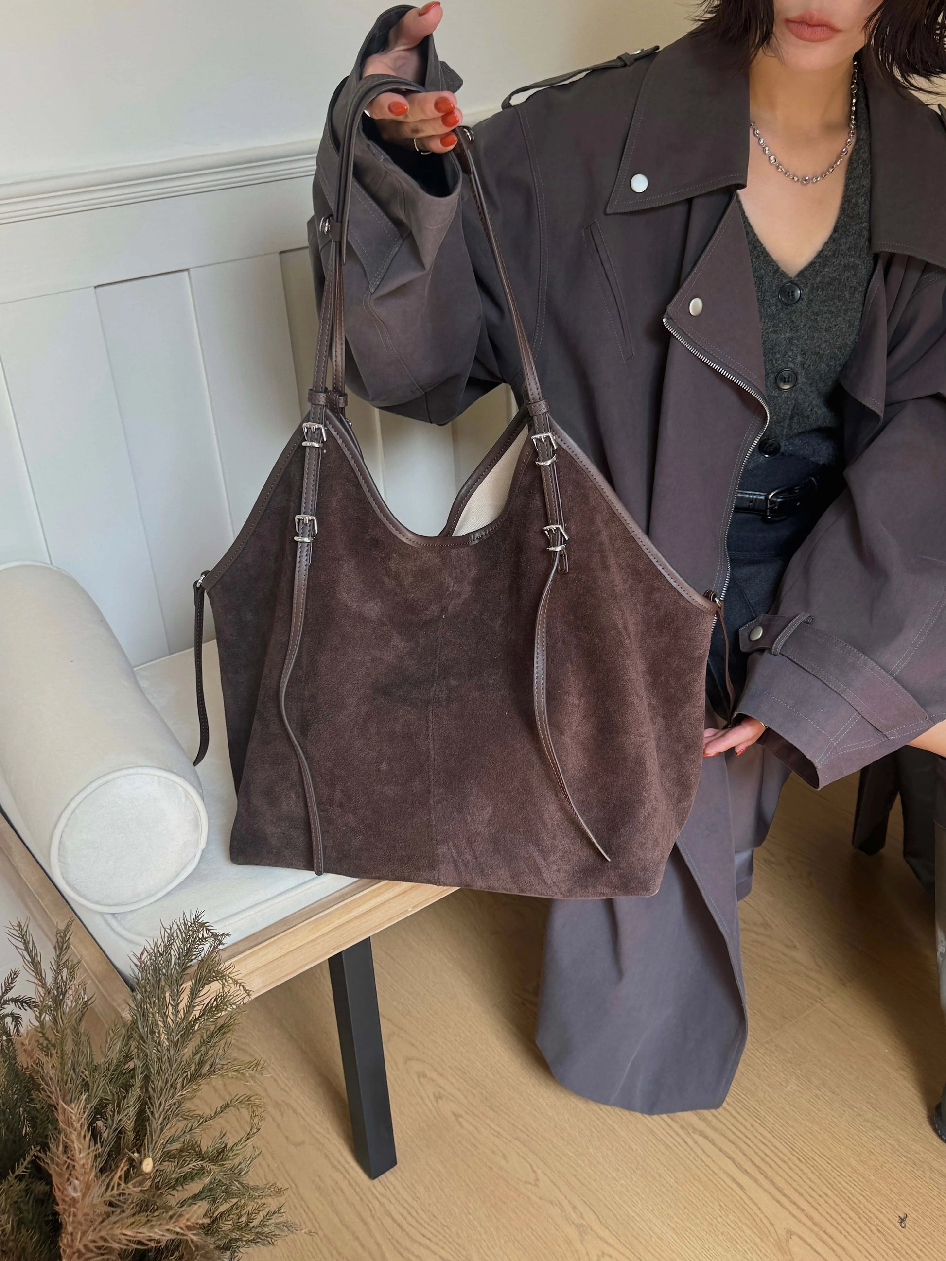 Sac Cabas en Daim Kim | Cabas Daim Souple Chic & Tendance Sac Cabas