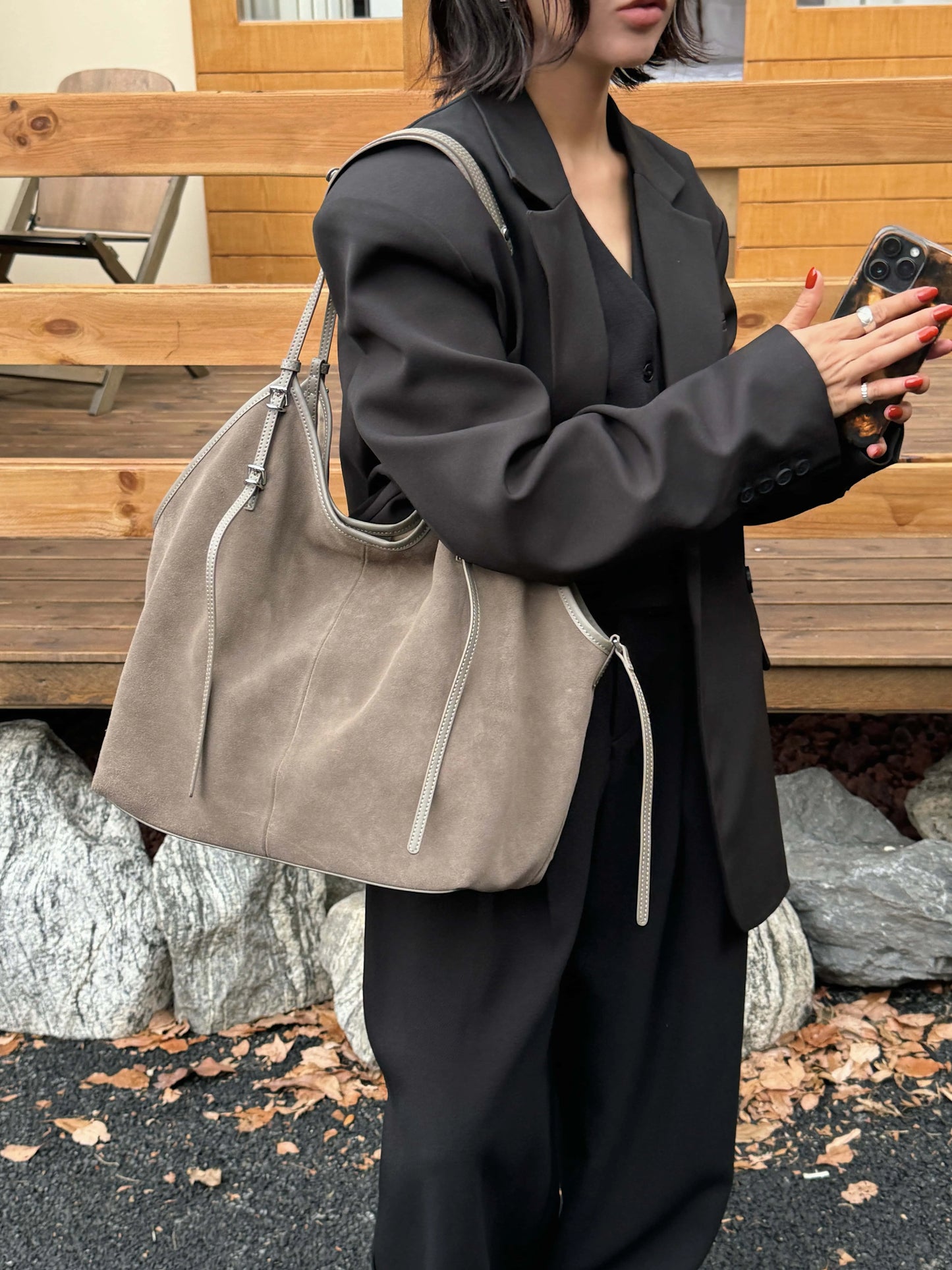 Sac Cabas en Daim Kim | Cabas Daim Souple Chic & Tendance Sac Cabas