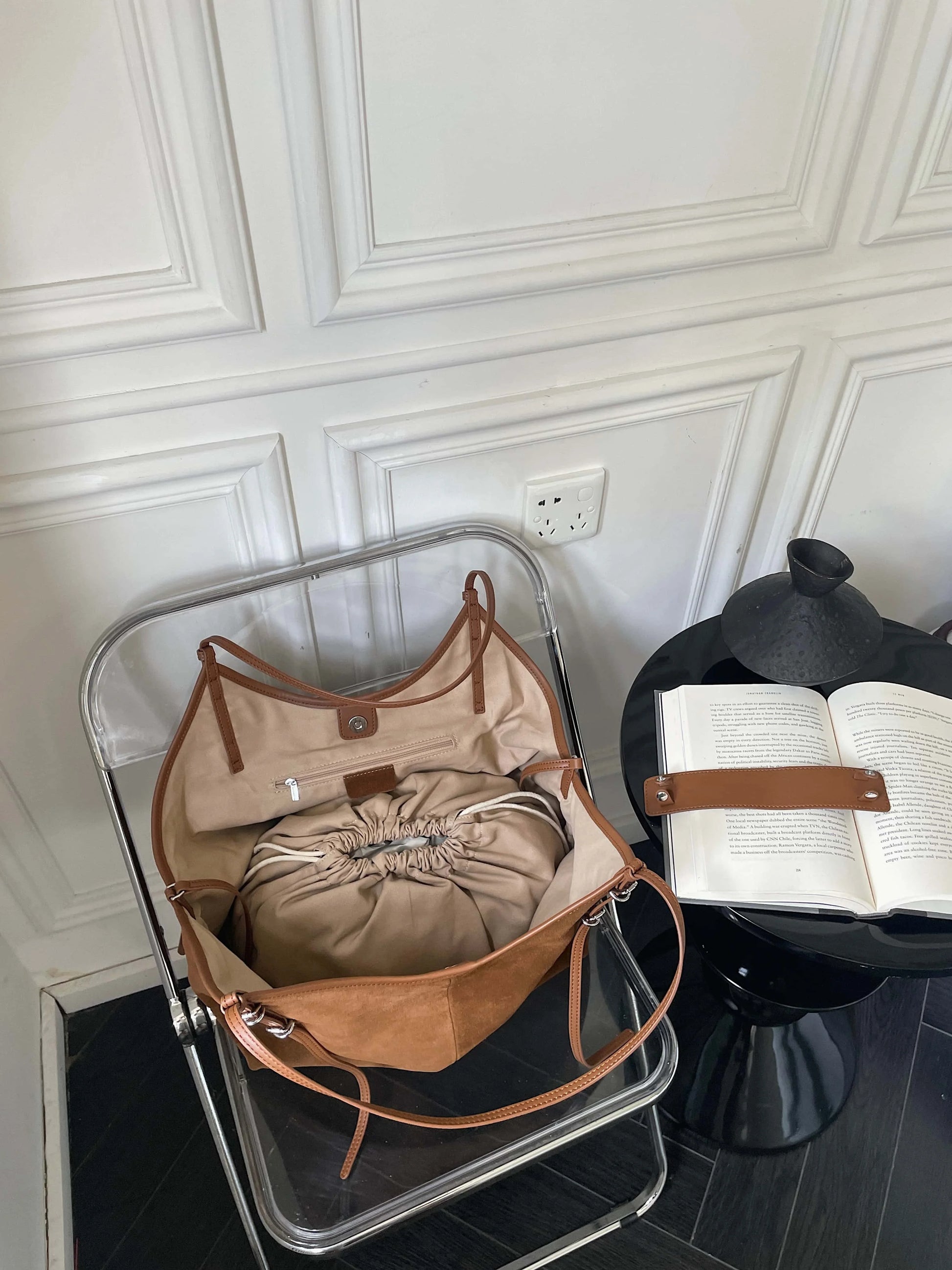 Sac Cabas en Daim Kim | Cabas Daim Souple Chic & Tendance Sac Cabas