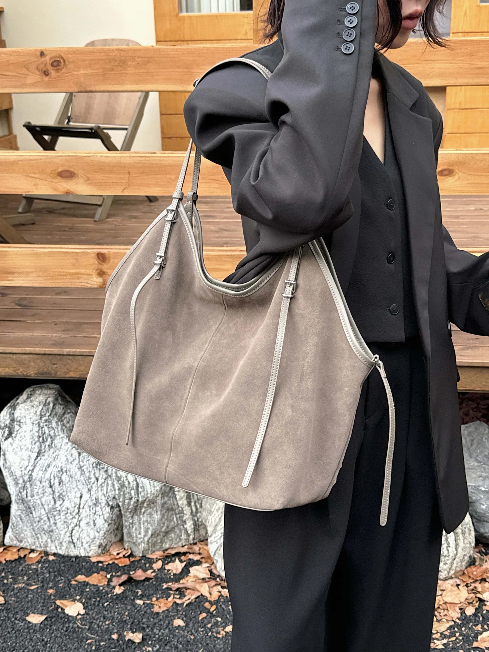 Sac Cabas en Daim Kim | Cabas Daim Souple Chic & Tendance Sac Cabas