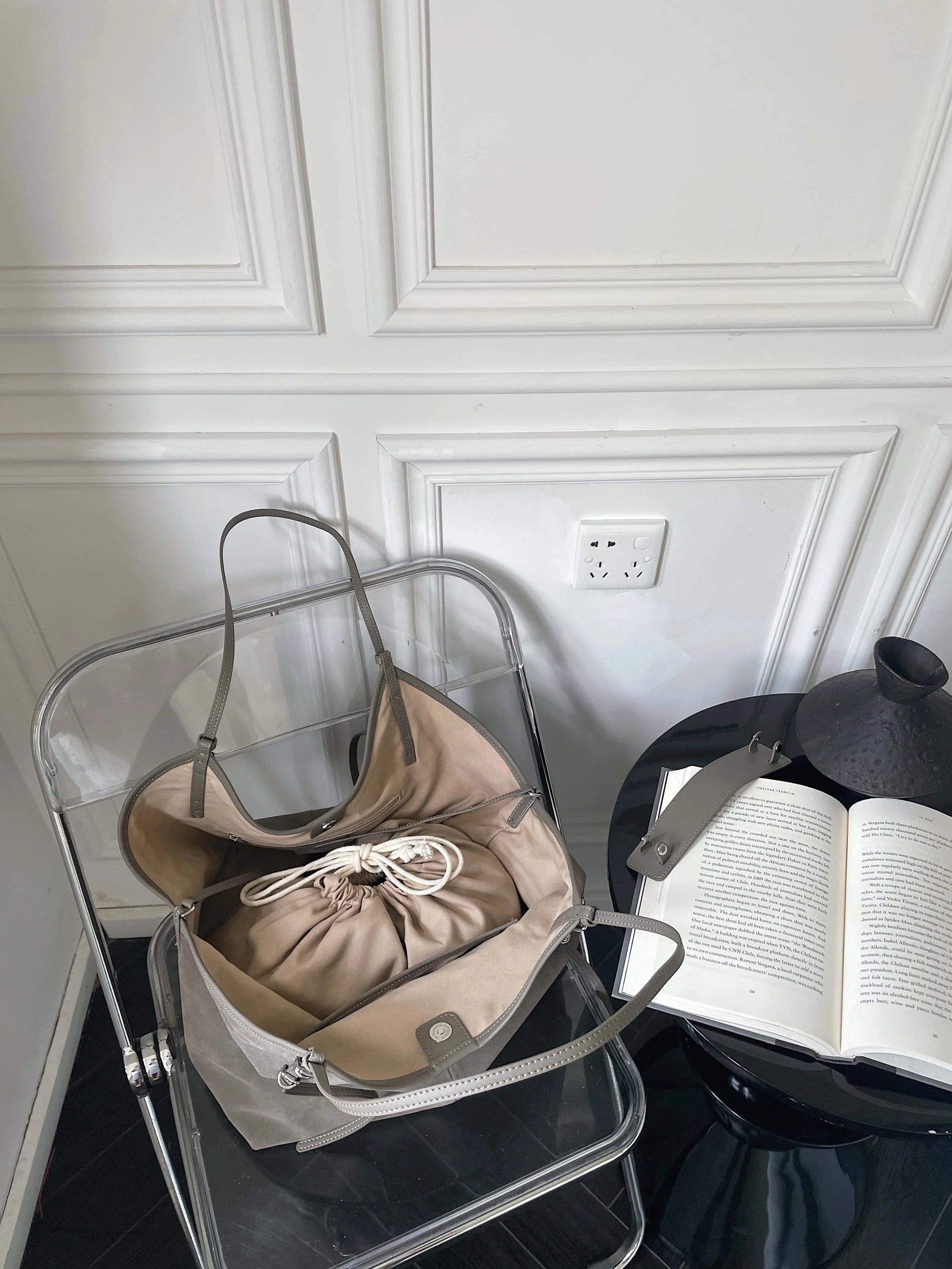 Sac Cabas en Daim Kim | Cabas Daim Souple Chic & Tendance Sac Cabas
