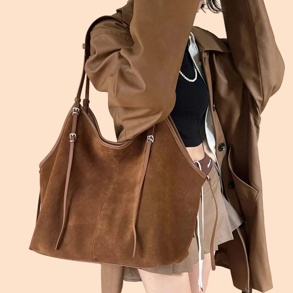Sac Cabas en Daim Kim | Cabas Daim Souple Chic & Tendance Camel / Daim Sac Cabas