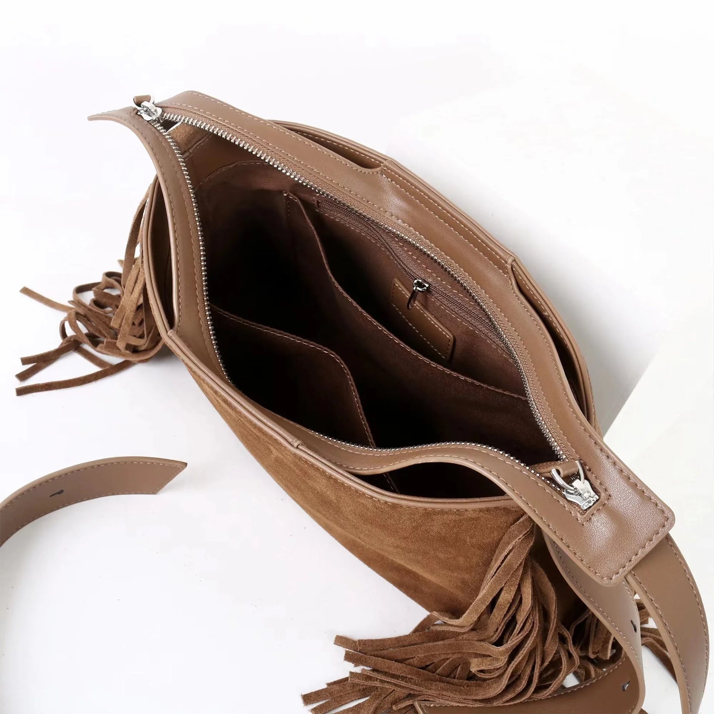 Sac Cabas en Daim Marron à Franges – Sac Cabas Daim Souple Sac Cabas