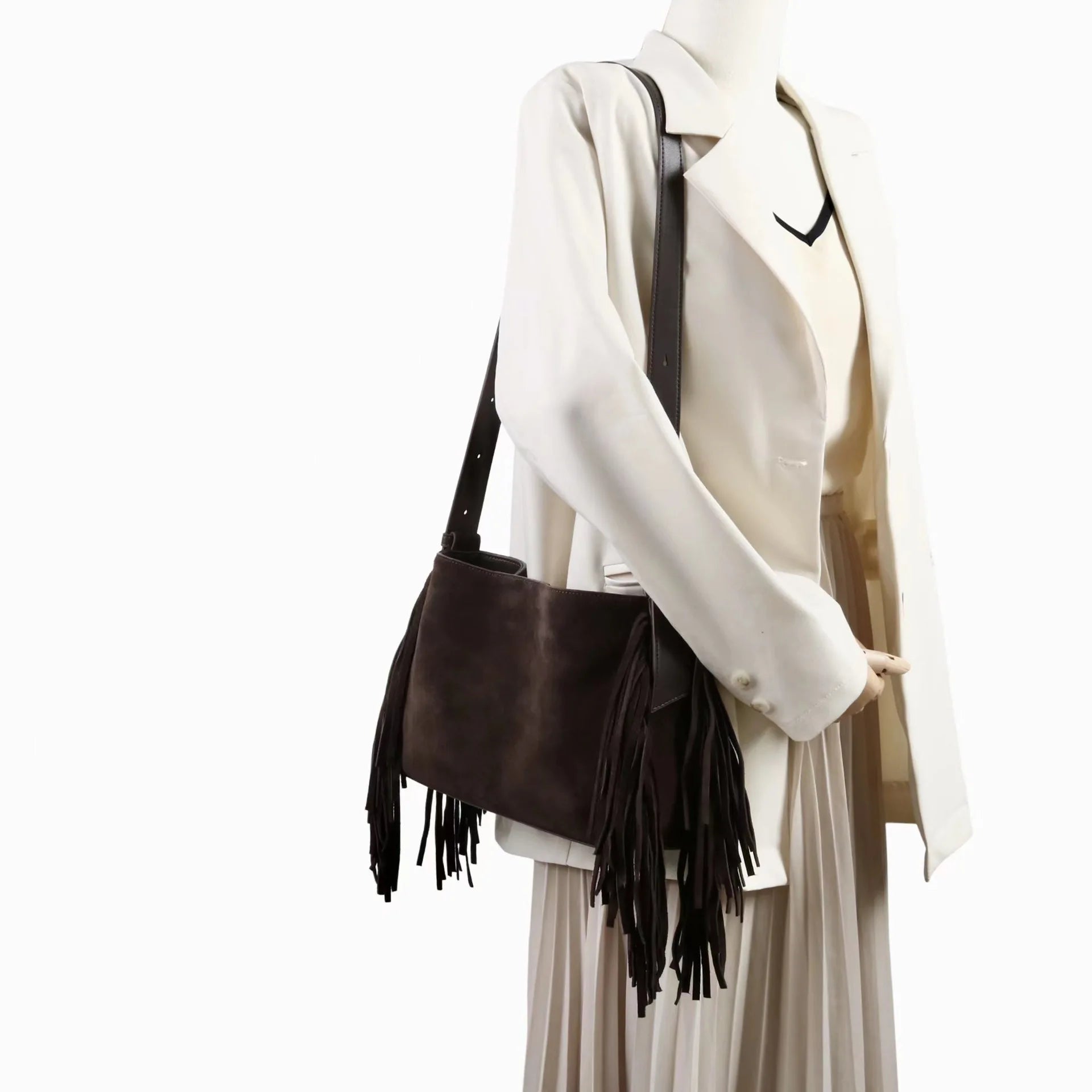 Sac Cabas en Daim Marron à Franges – Sac Cabas Daim Souple Sac Cabas