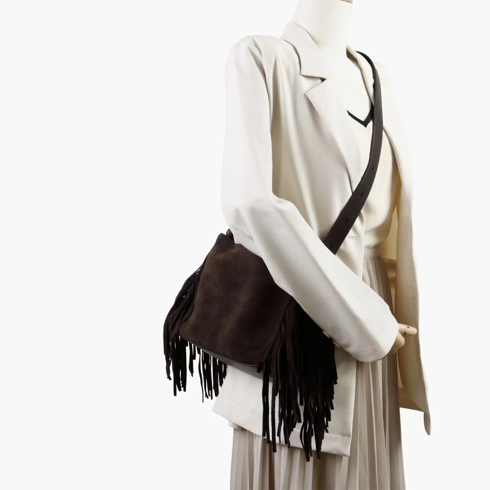 Sac Cabas en Daim Marron à Franges – Sac Cabas Daim Souple Sac Cabas