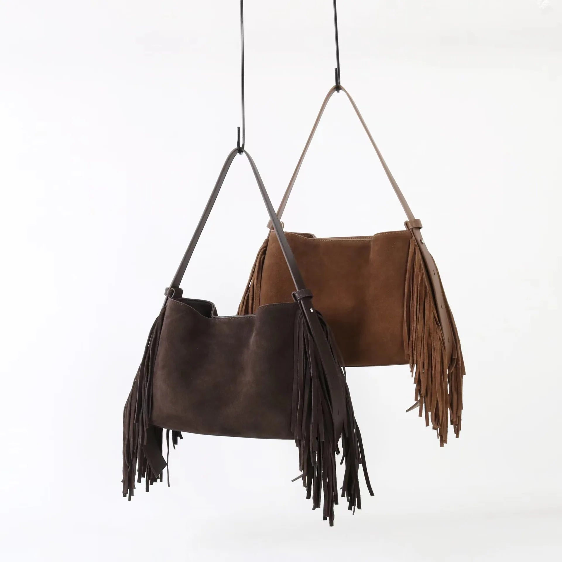 Sac Cabas en Daim Marron à Franges – Sac Cabas Daim Souple Sac Cabas