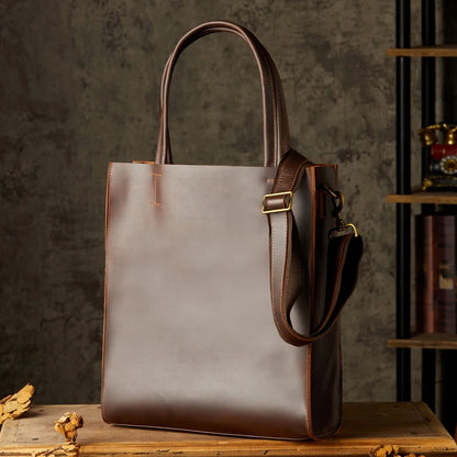 Sac Cabas Homme Cuir Business | Structuré & Élégant Premium Café / Cuir Lisse Véritable Sac Cuir