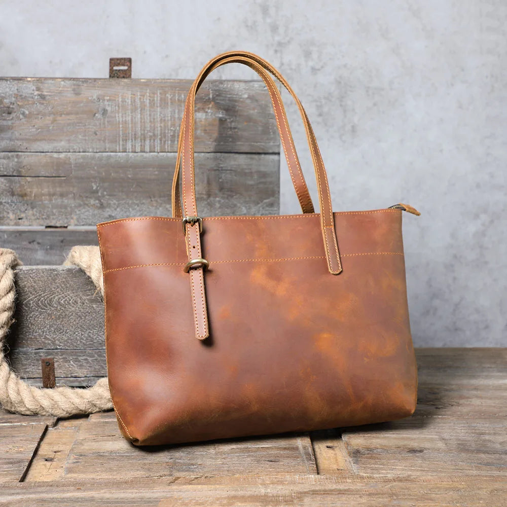 Sac Cabas Homme Cuir Élégant | Minimaliste & Intemporel Camel / Cuir véritable Sac Cuir