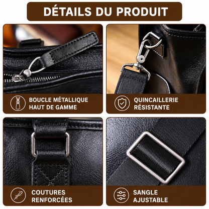 Sac Cabas Homme Cuir Nolan | Sac Travail Homme Élégant Noir / Cuir de Vache