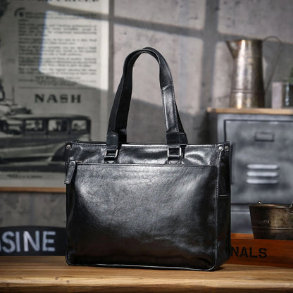 Sac Cabas Homme Cuir Nolan | Sac Travail Homme Élégant Noir / Cuir de Vache