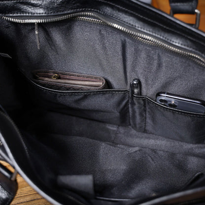 Sac Cabas Homme Cuir Nolan | Sac Travail Homme Élégant Noir / Cuir de Vache