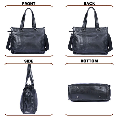 Sac Cabas Homme Cuir Nolan | Sac Travail Homme Élégant Noir / Cuir de Vache