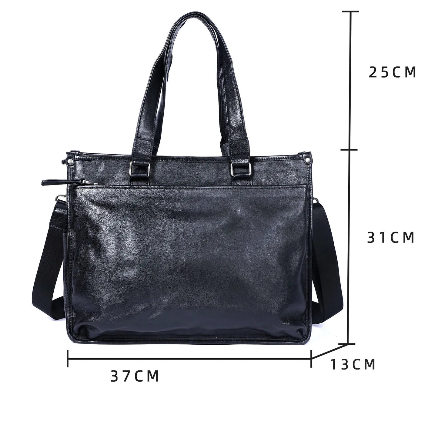 Sac Cabas Homme Cuir Nolan | Sac Travail Homme Élégant Noir / Cuir de Vache